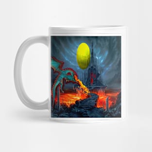 Dragon Blasting Castle Black Mug